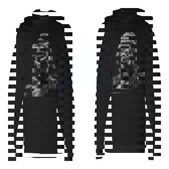 リアルなゴリラアートtシャツ、野生動物の霊長類の肖像画。 長袖Tシャツ - Kawaiitshirt