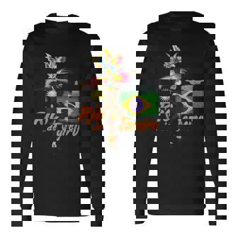 リオデジャネイロブラジルヴィンテージサンバカーニバルダンサーと旗 長袖Tシャツ - Kawaiitshirt