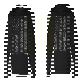 リー郡 アメリカ合衆国 アンティーク調迷彩 米国旗付き 長袖Tシャツ - Kawaiitshirt