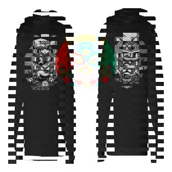 ルチャ リブレ クールキャットマスク ルチャドールマスク 長袖Tシャツ - Kawaiitshirt