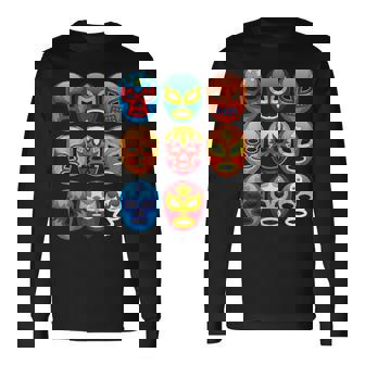 ルチャリブレ レスラーマスク かわいいフリーファイティングギフト 長袖Tシャツ - Kawaiitshirt