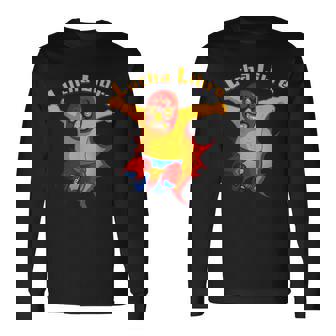 ルチャリブレメキシコ覆面レスラー漫画アクションポーズ 長袖Tシャツ - Kawaiitshirt