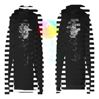 レインボー ローズ Lgbtq 花 長袖Tシャツ - Kawaiitshirt