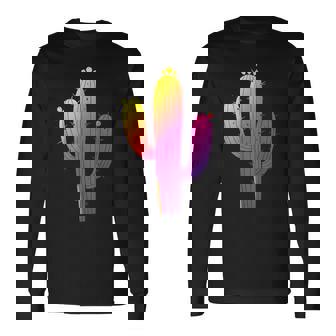 レインボーサボテン 砂漠の夕日と太陽の雰囲気 長袖Tシャツ - Kawaiitshirt