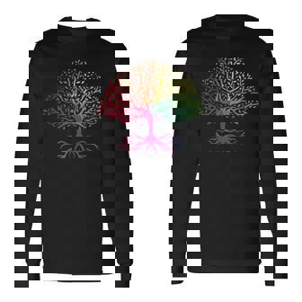 レインボーフラッグ ツリー・オブ・ライフ Lgbt ゲイ・プライド月間 Lgbtqアライ 長袖Tシャツ - Kawaiitshirt