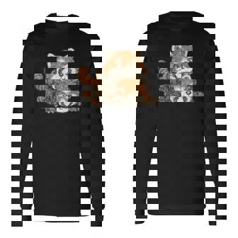 レッサーパンダ かわいい パンダ おもしろ 動物 アート イラスト 長袖Tシャツ - Kawaiitshirt