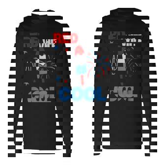 レッド ホワイト クールなアメリカ国旗 アイスキャンディー 面白い 7月4日 長袖Tシャツ - Kawaiitshirt