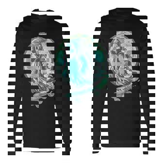 レトロ スケーター オバケ スカル スケートボード ハロウィン 不気味 スケルトン 骸骨 面白い ギフト ストリート 長袖Tシャツ - Kawaiitshirt