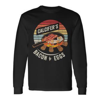 レトロ ヴィンテージ カルシファーのベーコンと卵料理 食品愛好家 長袖Tシャツ - Kawaiitshirt