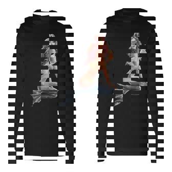 レトロ ヴィンテージ ピンナップ ガール マーメイド 長袖Tシャツ - Kawaiitshirt