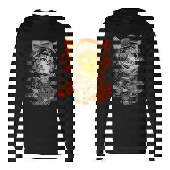 レトロ 宇宙飛行士 猫 長袖Tシャツ - Kawaiitshirt