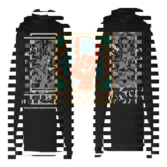 レトロなヴィンテージサインオブザホーンモッシュヘビーロックミュージック 長袖Tシャツ - Kawaiitshirt