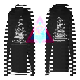 レトロな三角形のピラミッド猫のシャム猫 長袖Tシャツ - Kawaiitshirt