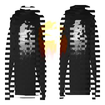 レトロサンセットツリークライマーアーボリスト。 長袖Tシャツ - Kawaiitshirt