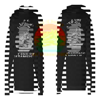 レトロライフは短く食べる 枝豆 はじめて枝豆 食べ物好き 長袖Tシャツ - Kawaiitshirt