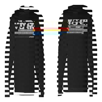 レトロヴィンテージ 70年代 80年代スタイル ビクター、Id 長袖Tシャツ - Kawaiitshirt