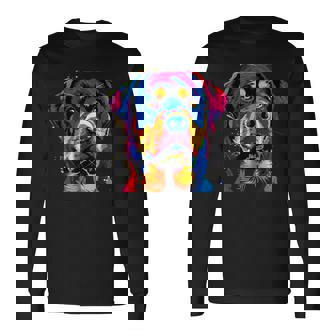 ロットワイラー 犬 カラフル ポップアート 犬の誇り ロットワイラー 長袖Tシャツ - Kawaiitshirt