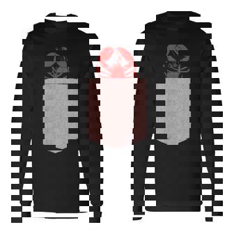 ロブスターデザイン-かわいいポケットアニマルロブスター 長袖Tシャツ - Kawaiitshirt