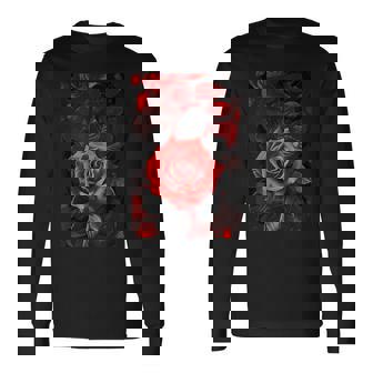 ロマンティックローズ レッド 美的 ゴシックローズ 長袖Tシャツ - Kawaiitshirt