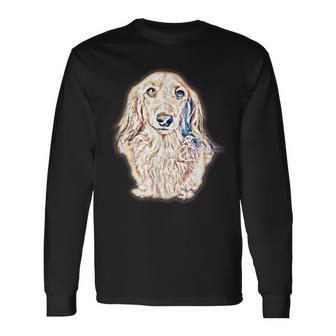 ロングヘア ダックスフンド ギフト かわいい ソーセージ 犬 レディース メンズ 長袖Tシャツ - Kawaiitshirt