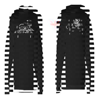 ロンドンのスカイラインハートビートフラッグハート アイラブロンドン 長袖Tシャツ - Kawaiitshirt