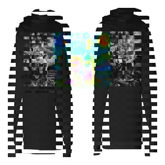 ワイン 酒 面白いtシャツ ゴッホ 星月夜 飲み おもしろ 飲み会 のんべえ メンズ 居酒屋 ネタ 長袖Tシャツ - Kawaiitshirt