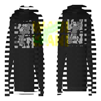 ワニ 鰐 クロコダイル イラスト 爬虫類 おもしろ かわいい おしゃれ ワニ好き 長袖Tシャツ - Kawaiitshirt