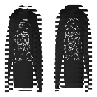 ワンラインアート デッサン ダヴィンチのモナリザ 長袖Tシャツ - Kawaiitshirt