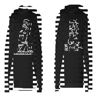 ワンラインアート モアイ像 長袖Tシャツ - Kawaiitshirt