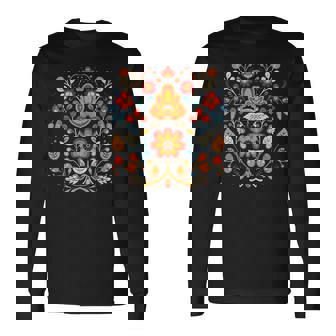 ヴィシヴァンカ キリル文字刺繍 国民的 民族的 花 異教の 長袖Tシャツ - Kawaiitshirt