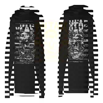 ヴィンテージ 1965 1965年誕生 誕生日 スカル バイカー バイク 長袖Tシャツ - Kawaiitshirt