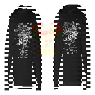 ヴィンテージ 1975年 楽しい かわいい 花柄 花 ラブハート 49歳の誕生日 長袖Tシャツ - Kawaiitshirt