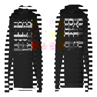 ヴィンテージ グラフィカル 日本 アート 天狗 きつね ひょっとこ マスク 長袖Tシャツ - Kawaiitshirt