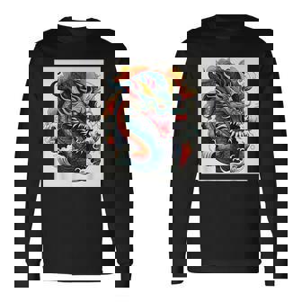 ヴィンテージ タトゥー アート ドラゴン 長袖Tシャツ - Kawaiitshirt