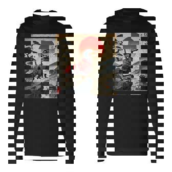 ヴィンテージ ダックスフンド サムライ ウナー 犬 日本の浮世絵 アート 長袖Tシャツ - Kawaiitshirt