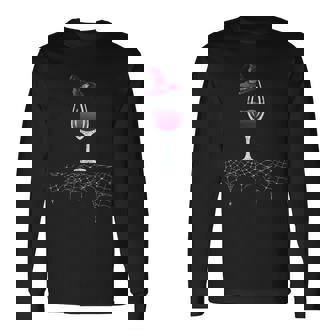 ヴィンテージ ハロウィン パープル グレープ ワイングラス 魔女 帽子 キュート 長袖Tシャツ - Kawaiitshirt