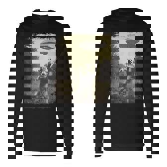 ヴィンテージ ヒップスター レトロ Hip Hop Uap ストリートウェア エイリアン 面白い Ufo ラクーン 長袖Tシャツ - Kawaiitshirt