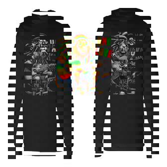 ヴィンテージ ラスタ ライオン レゲエ 音楽 One Loveibe ギター グラフィック 長袖Tシャツ - Kawaiitshirt