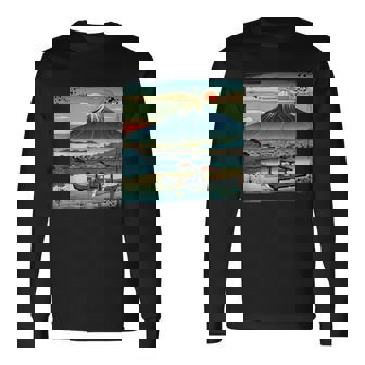 ヴィンテージ 日本の富士山 山に昇る太陽 長袖Tシャツ - Kawaiitshirt