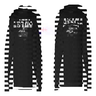 ヴィンテージオーストラリア地図、オーストラリア国旗お土産tシャツ。 長袖Tシャツ - Kawaiitshirt