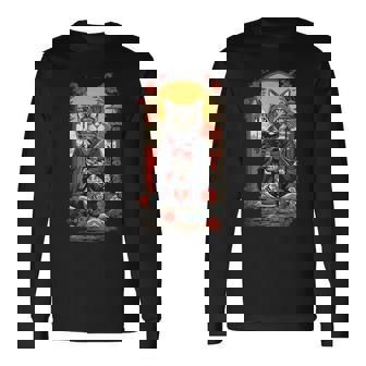 ヴィンテージジャパンの日本酒の猫ポスターデザイン。 長袖Tシャツ - Kawaiitshirt