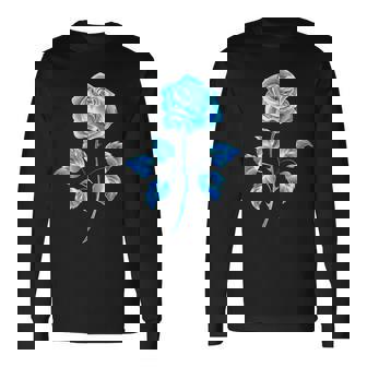 一輪挿し 青いバラ かわいい 青いバラ 花 ガーデニング 長袖Tシャツ - Kawaiitshirt