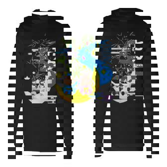 七夕、天の川、着物、日本祭りかわいい、星、日本の伝統的なお祭り、夏、夏休み、日本人形 長袖Tシャツ - Kawaiitshirt