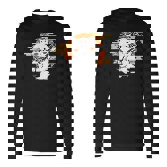 三味線で遊ぶ猫 長袖Tシャツ - Kawaiitshirt