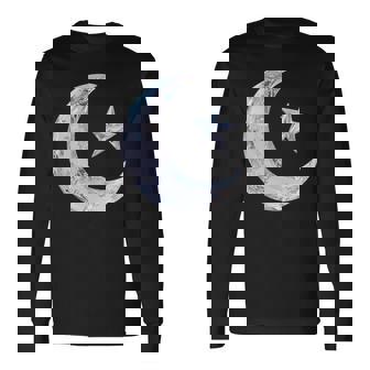 三日月と星 長袖Tシャツ - Kawaiitshirt