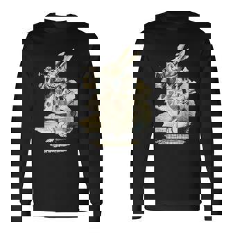 不思議の国のアリス 白ウサギ トランプデザイン 長袖Tシャツ - Kawaiitshirt