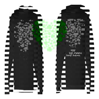 世界中の幸せを願う 可愛い ハート クローバー 反戦 平和 長袖Tシャツ - Kawaiitshirt