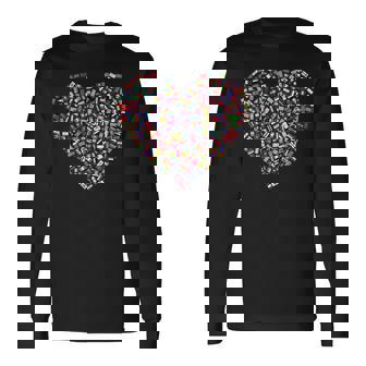 世界国旗 ハート 長袖Tシャツ - Kawaiitshirt