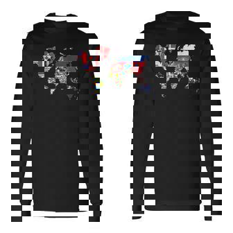 世界地図 国旗 アトラス 長袖Tシャツ - Kawaiitshirt