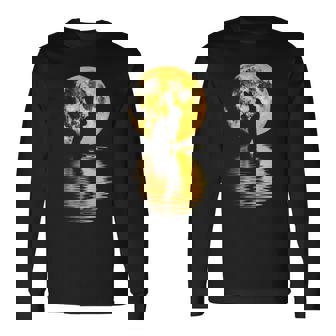 中秋節月 うさぎ シルエット 月餅 恋人 長袖Tシャツ - Kawaiitshirt